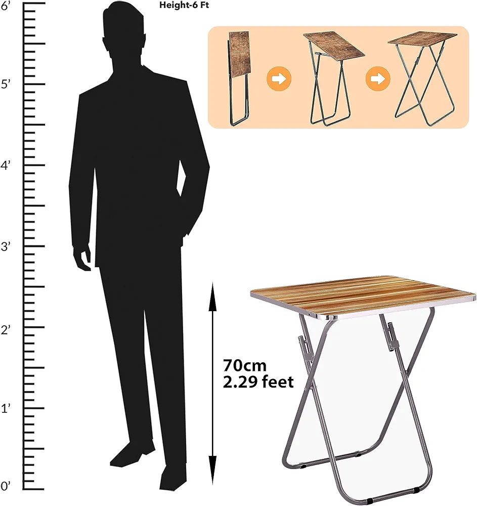Portable Foldable Camping Table Set with  Two Seats- brown
