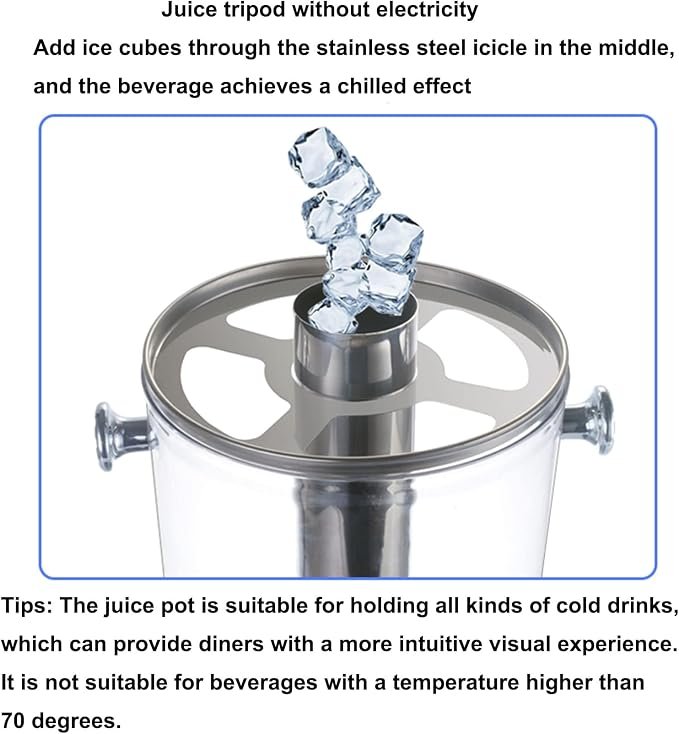 8L Non-Electric Stainless Steel Single Table Juice Dispenser - Silver