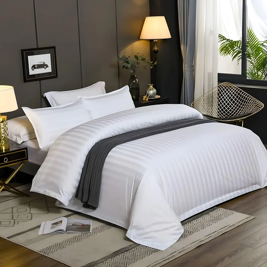4pcs 5x6 Egyptian Duvet Set With Bedsheet And 2 Pillowcases - White