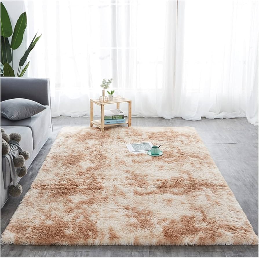1.5 x2m Fluffy Center Carpets Fluffy Rugs - Beige Patched