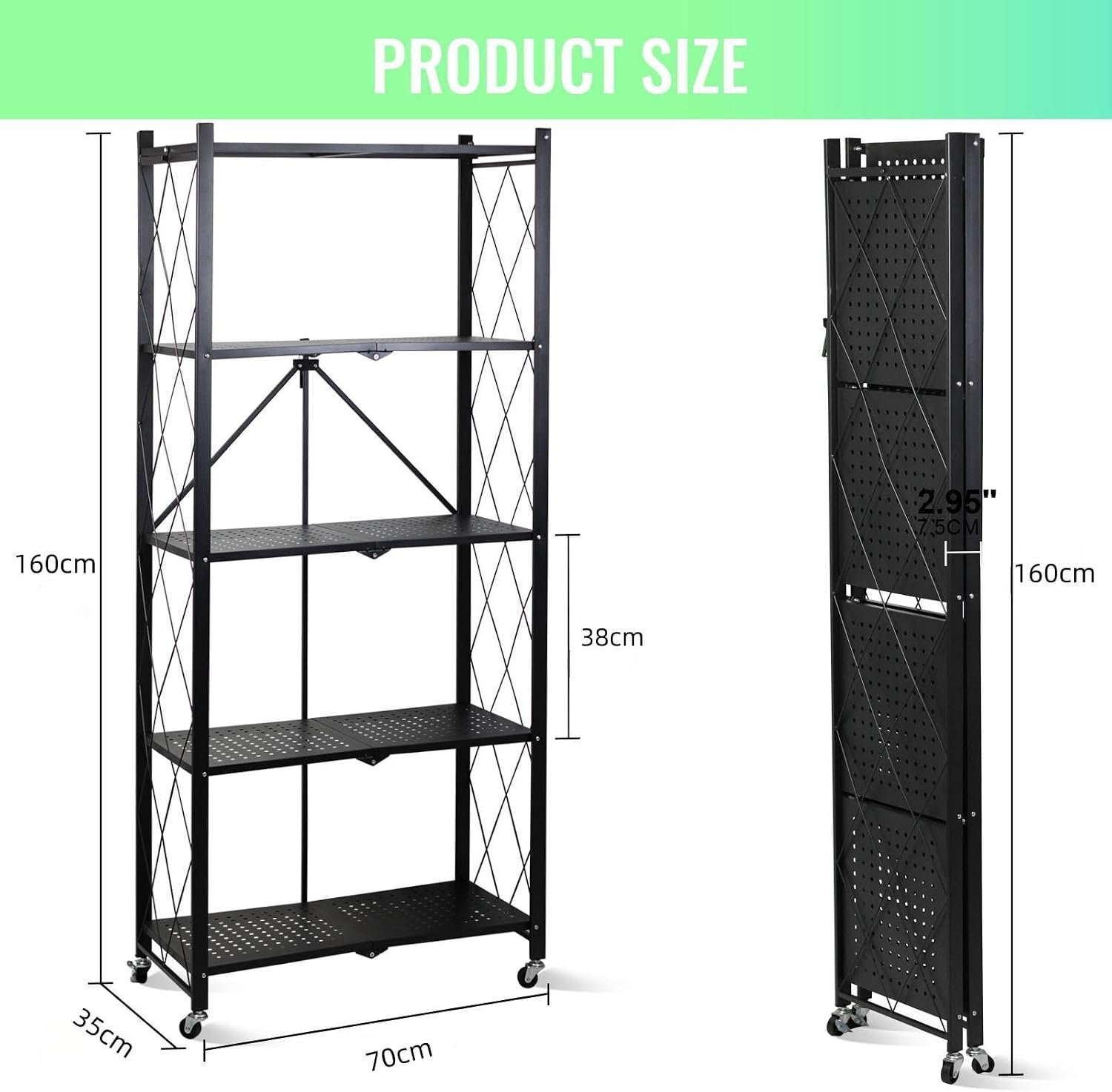 Foldable 5-Tier Storage Organizer – Multipurpose Kitchen, Bedroom & Living Room Rack