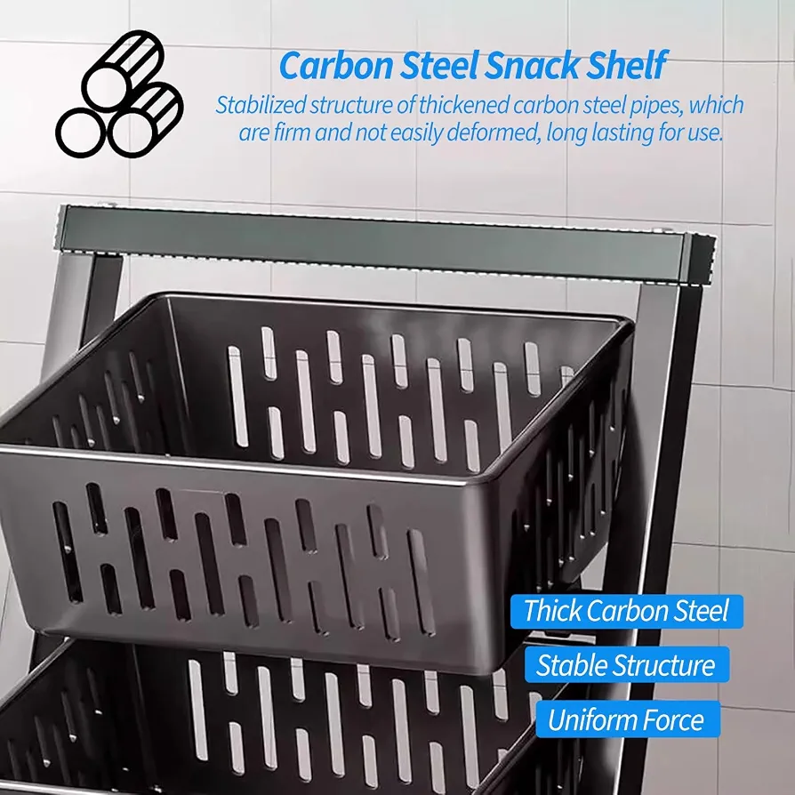 4-Tier Kitchen Fruit & Vegetable Storage Cart with Wheels – Black