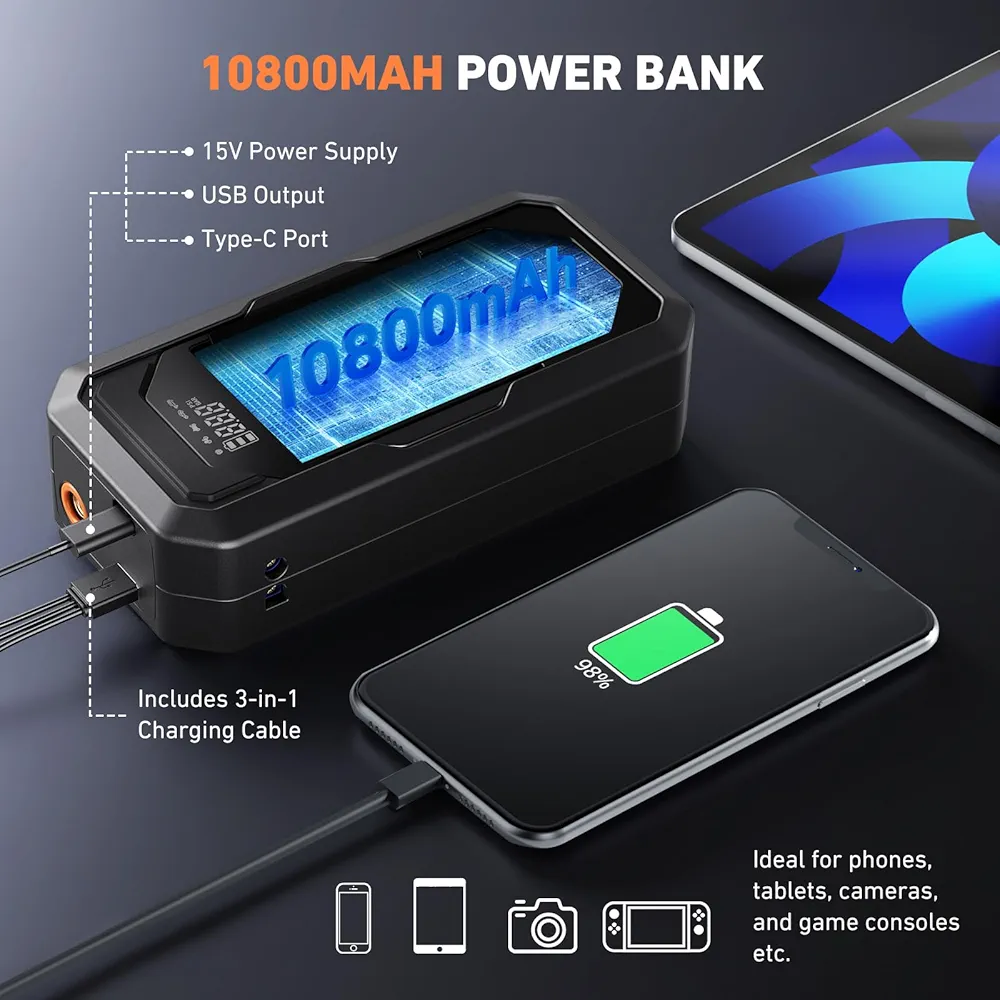 4 In 1 Portable Car Jump Starter