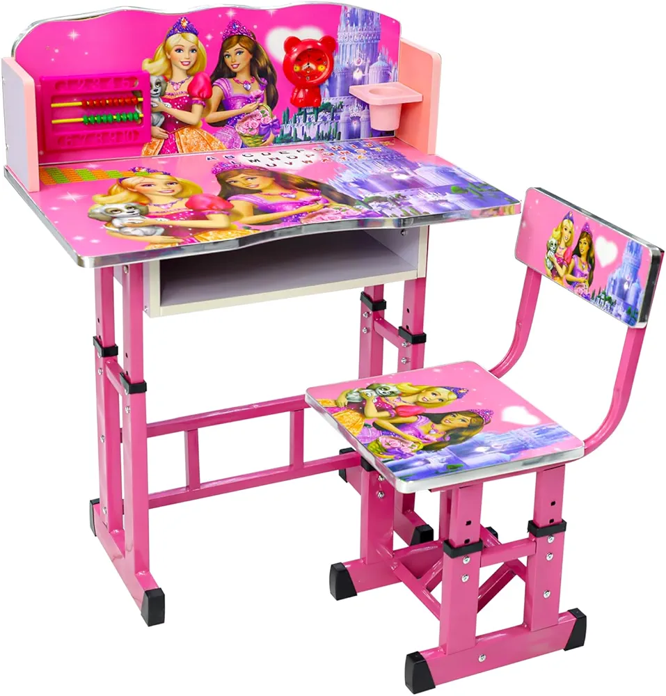 Educational Study Table and Chair set for Kids - (Baby Pink)