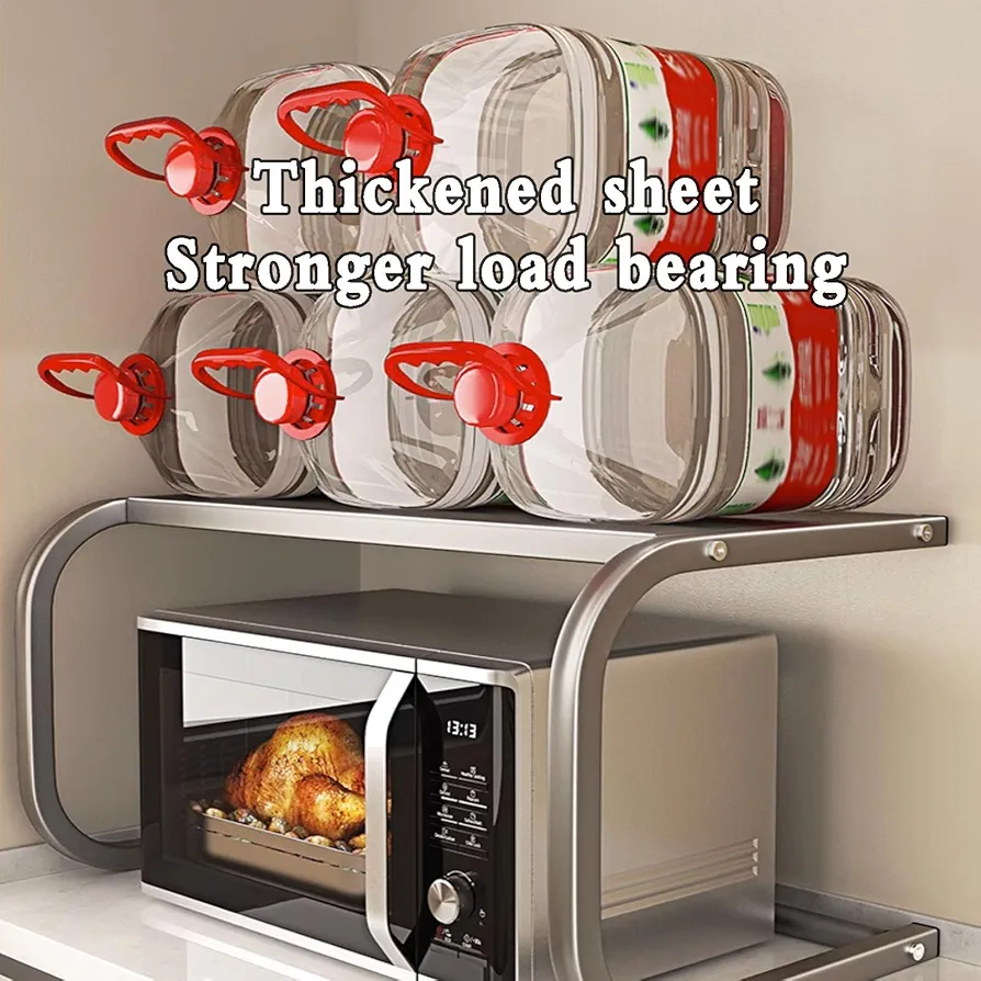 Microwave Shelf,Metal Frame Kitchen Storage Rack, Kitchen Baker's Rack, Microwave Oven Stand, Kitchen Counter Top Stand Organizer for Small Space, 2-Tier Medium