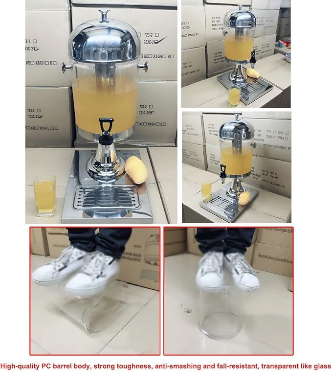 8L Non-Electric Stainless Steel Single Table Juice Dispenser - Silver