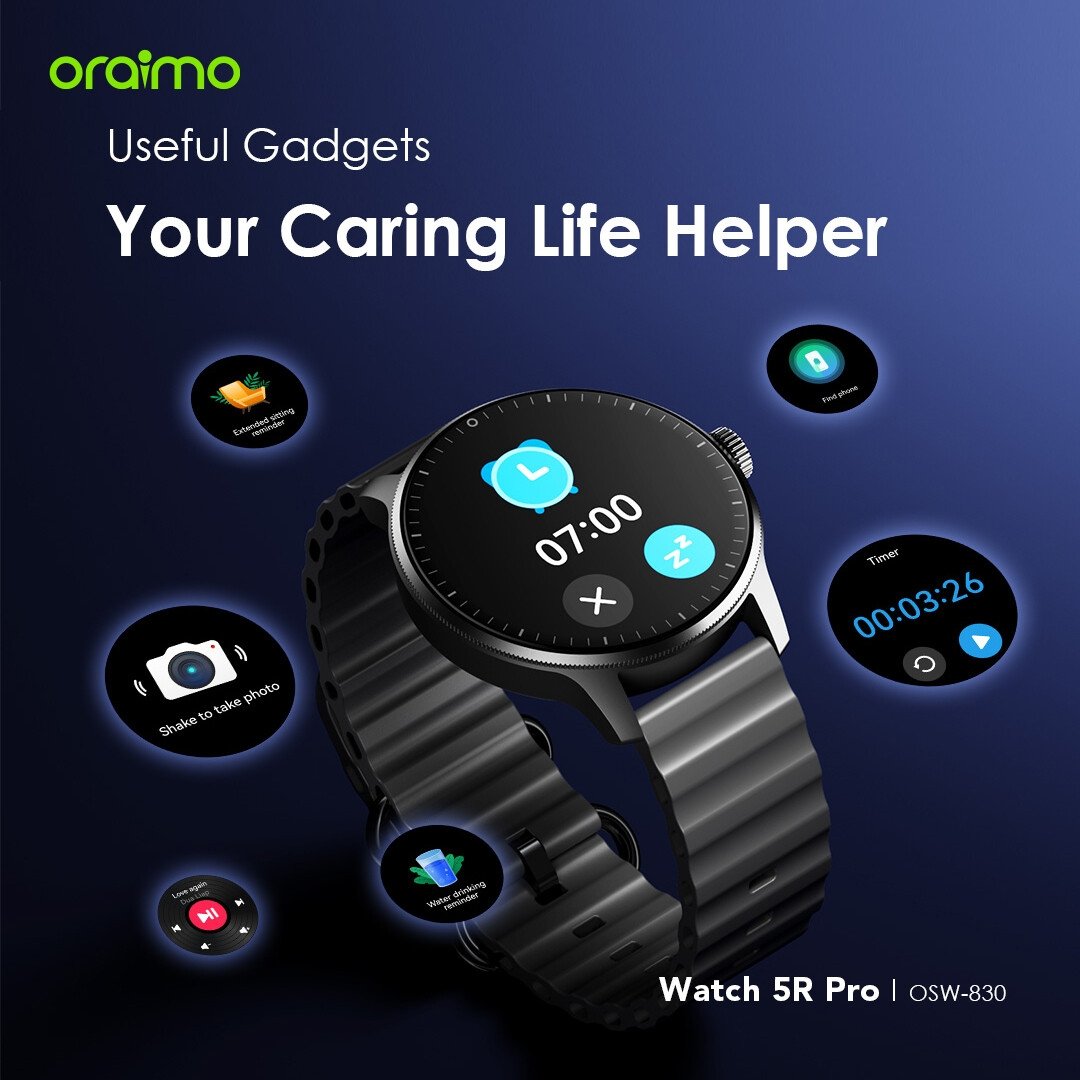 Oraimo Watch 5R Pro 1.43" AMOLED 2.5D Floating Interface IP68 Smart Watch Full Touch Screen