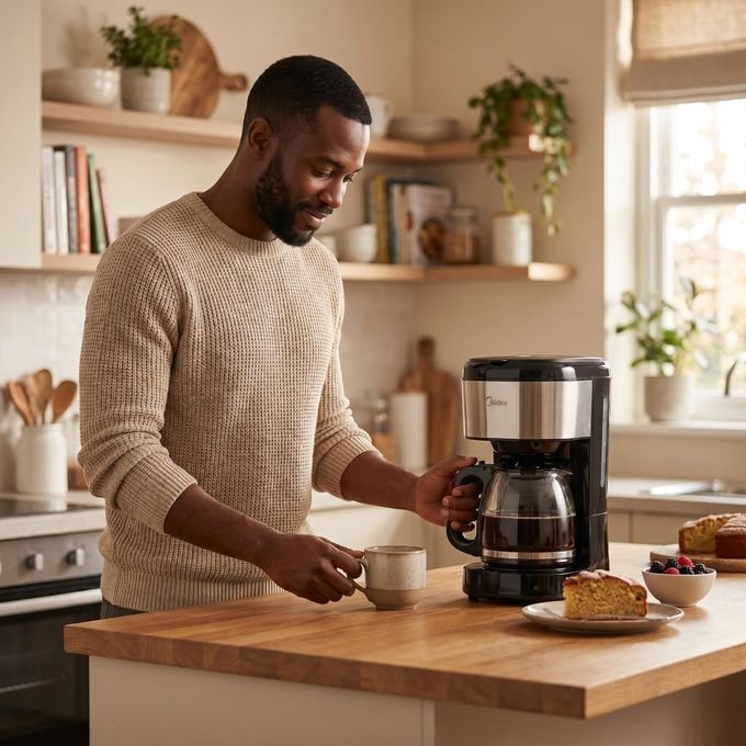 Midea 1.5L 12-Cup, Touchscreen, Drip Coffee Maker - Black