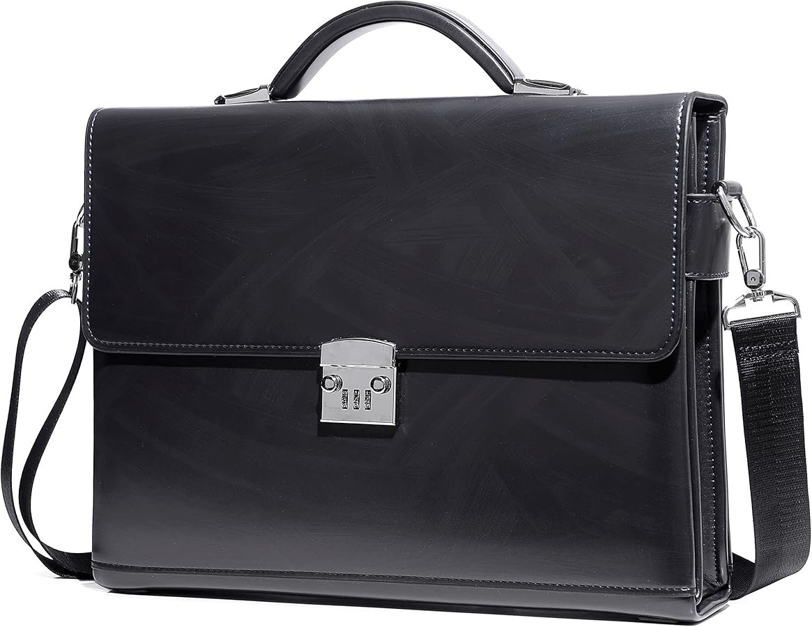 Men's Shoulder Briefcase With Password Lock Computer Leather 15"