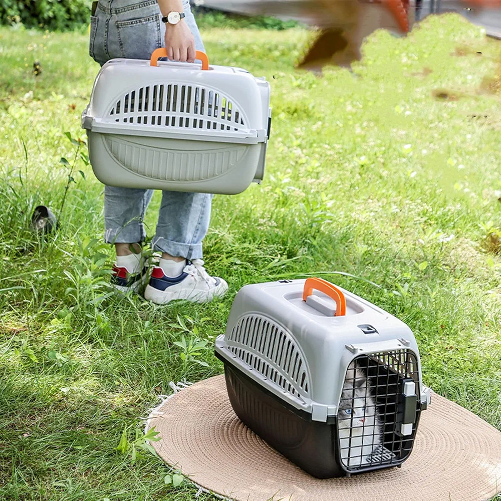Dog Carrier, Travel Pet Carrier Plastic Pet Box Ventilated Crate