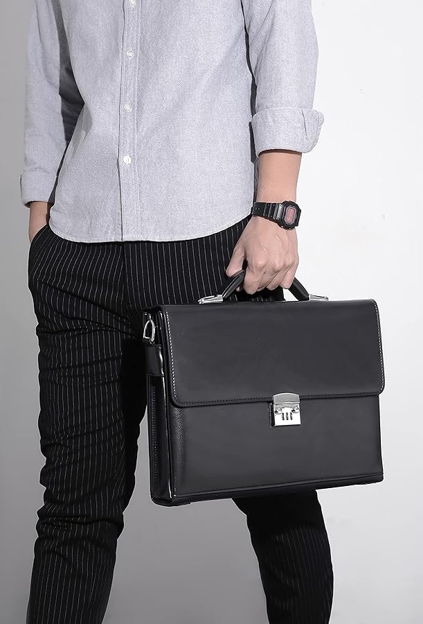 Business Bag Leather Briefcase Shoulder Laptop Bag For Men 14 Inch