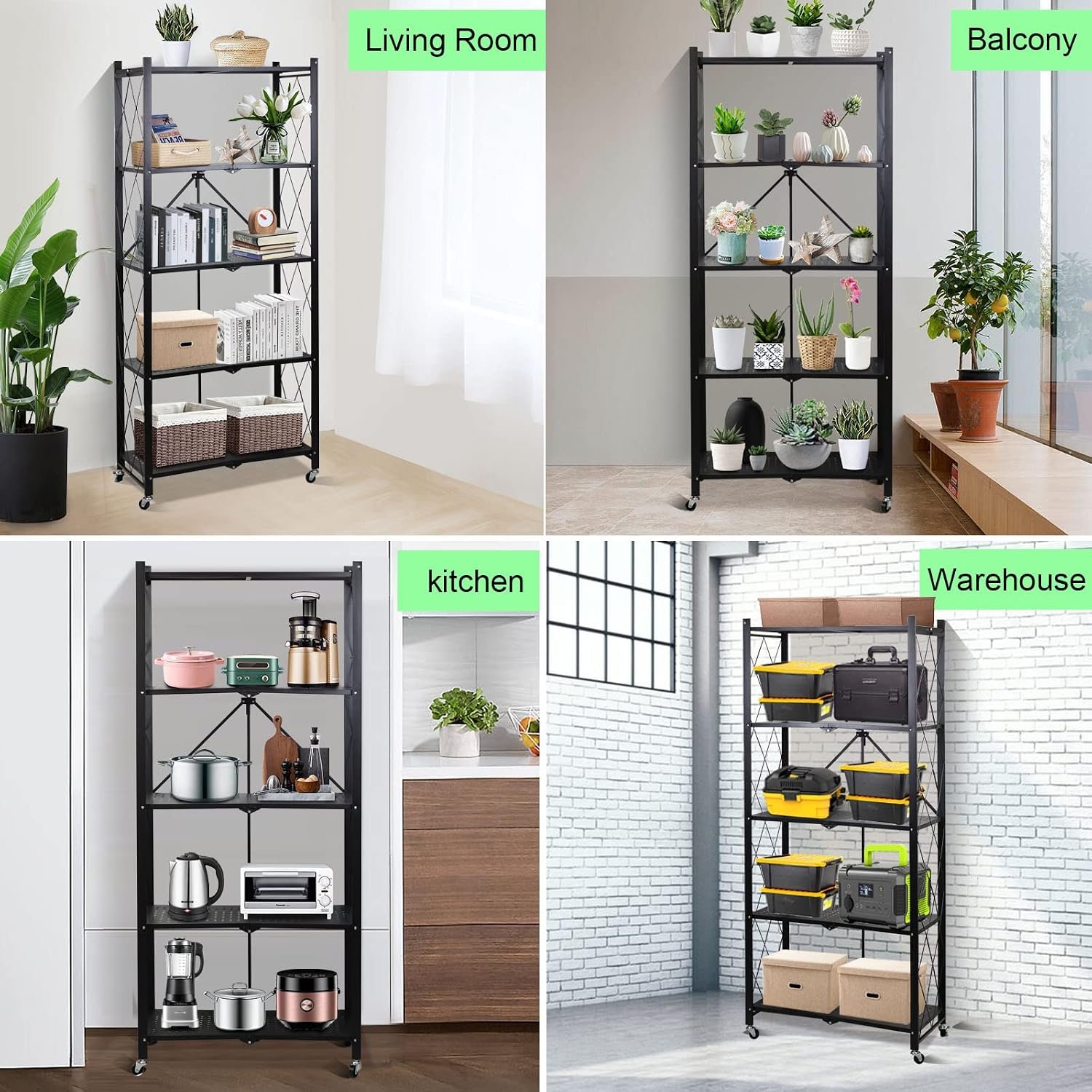 Foldable 5-Tier Storage Organizer – Multipurpose Kitchen, Bedroom & Living Room Rack