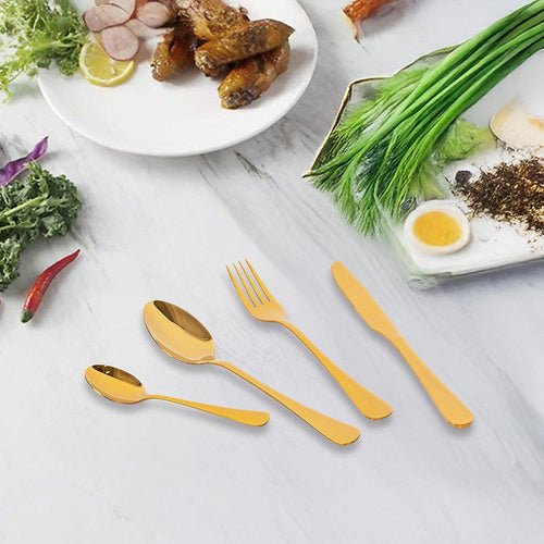 24Pcs Cutlery Set With Stand - Gold