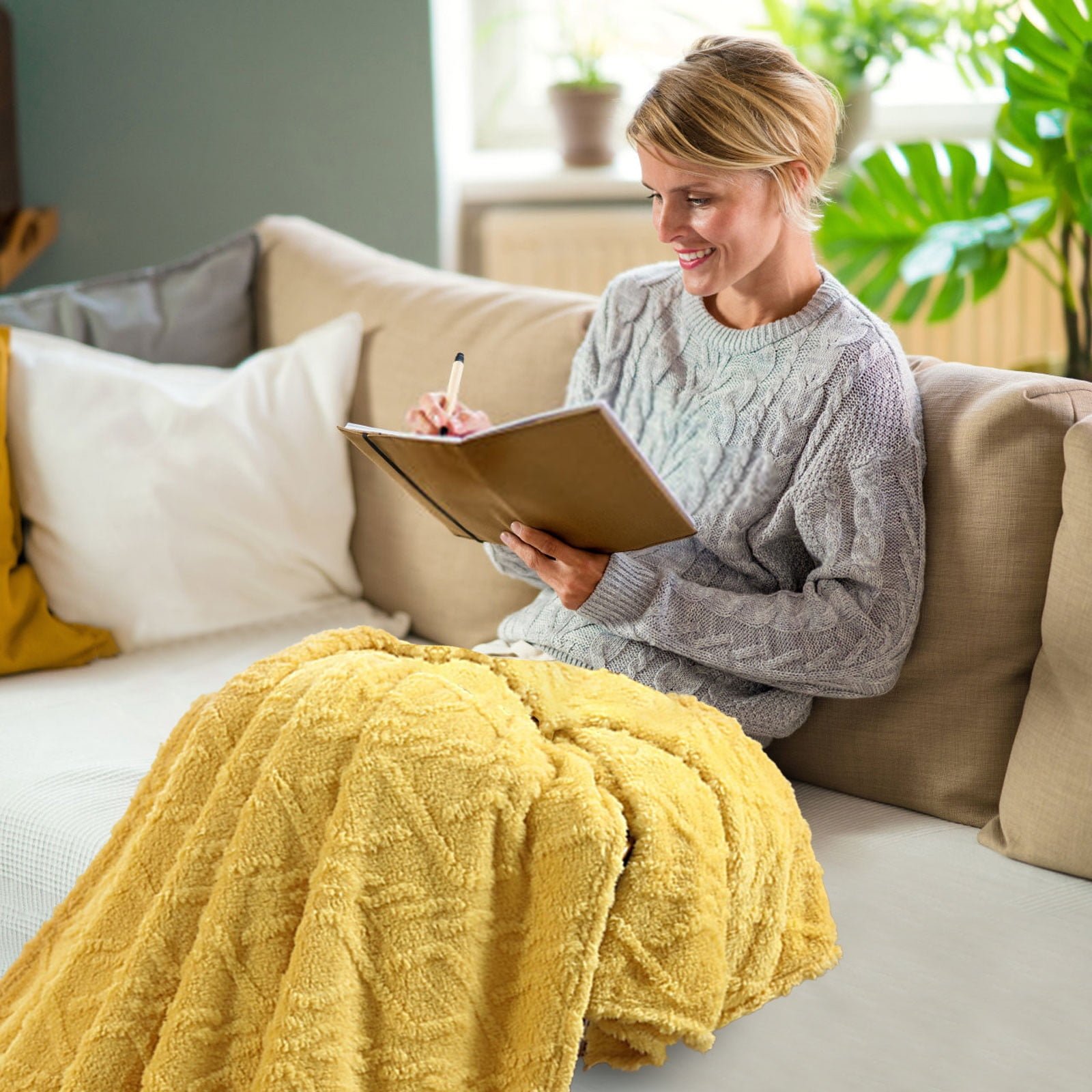 6x6 Ultra Soft Warm Throw Fleece Blanket - yellow
