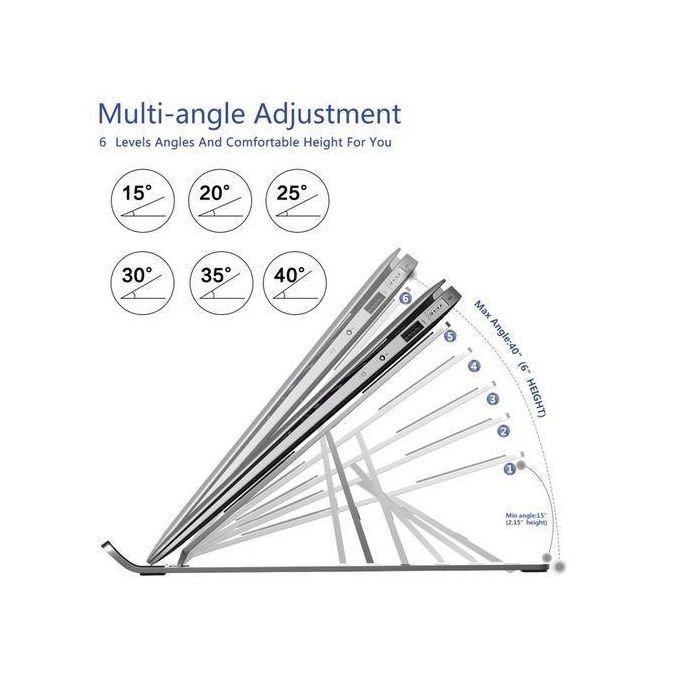 Metallic Aluminum Laptop Stand – Silver - 5Kg Capacity
