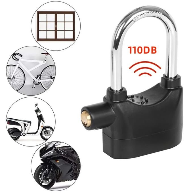 Siren Alarm Padlock -Zinc Alloy - Black