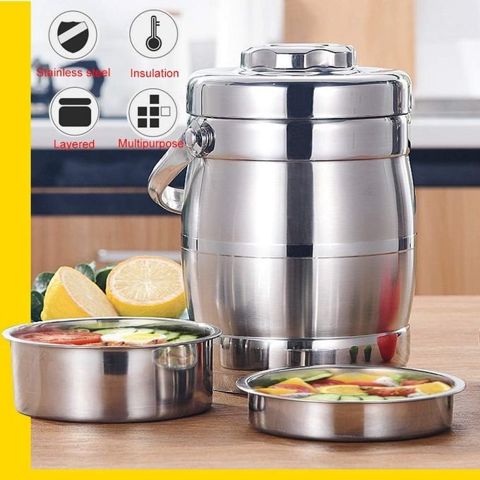 Aulun 3.2L Stainless Steel Food Flask  – Silver