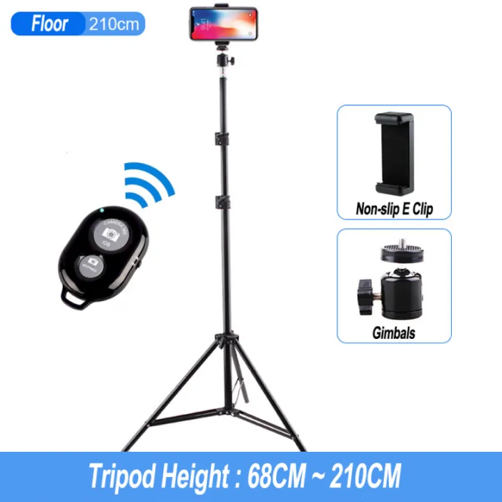 210cm Portable Tripod for phone Adjustable Stand Live Camera Selfie Tripod Phone Holder 2.1m K3 with Bluetooth Shutter