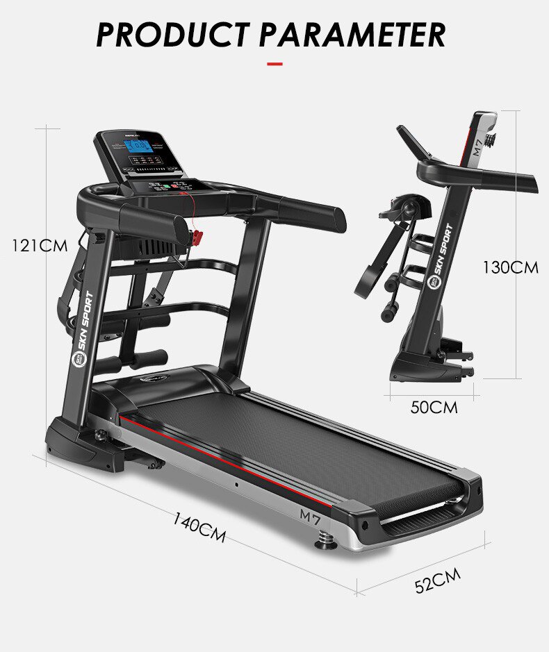 Foldable Motorized Treadmill/ Walking Pad With Massager And Display - Black