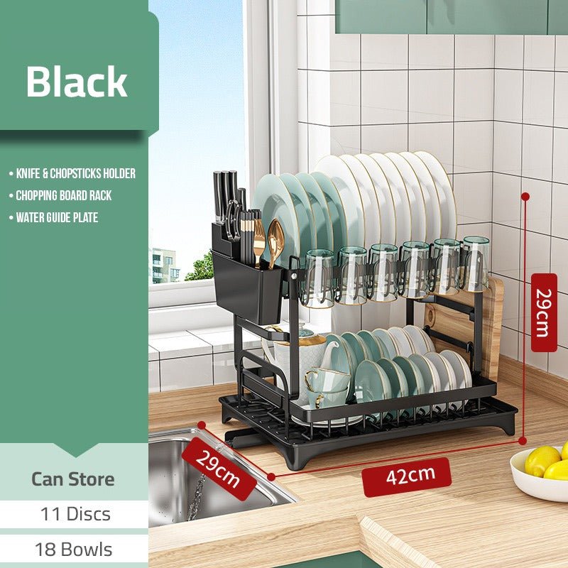 2 Layers Stainless-steel Dish Rack( Not Assembled)- Multicolor