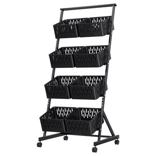 4-Tier Kitchen Fruit & Vegetable Storage Cart with Wheels – Black
