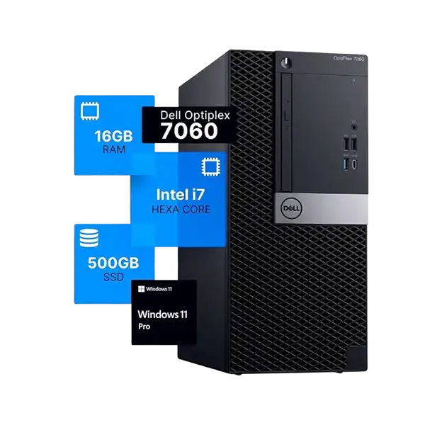DELL OptiPlex 7060 7th Gen CPU (Tower) Intel Core i5 8GB RAM 128Gb SSD 1TB HDD - Black