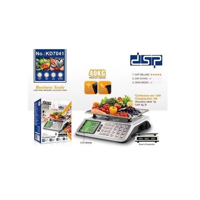 DSP 40kg Digital Kitchen Scale with Stainless Steel Tray and LCD Display -Silver