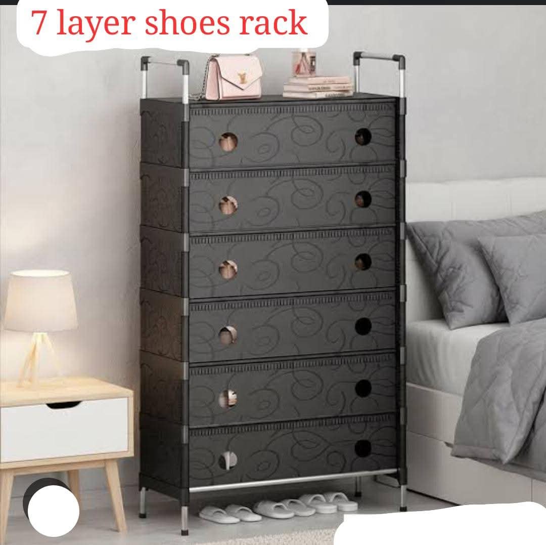 6 Tier Layer Shoe Rack Organizer - Black