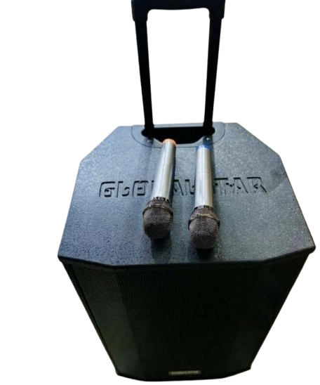 Globalstar Rechargeable Bluetooth Trolley Speaker with Wireless Microphones for Karaoke & Events