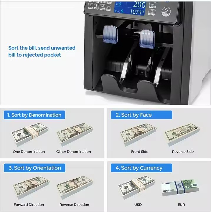All Notes Sorter, Money Counting Bill Counter With Fake Note Detector