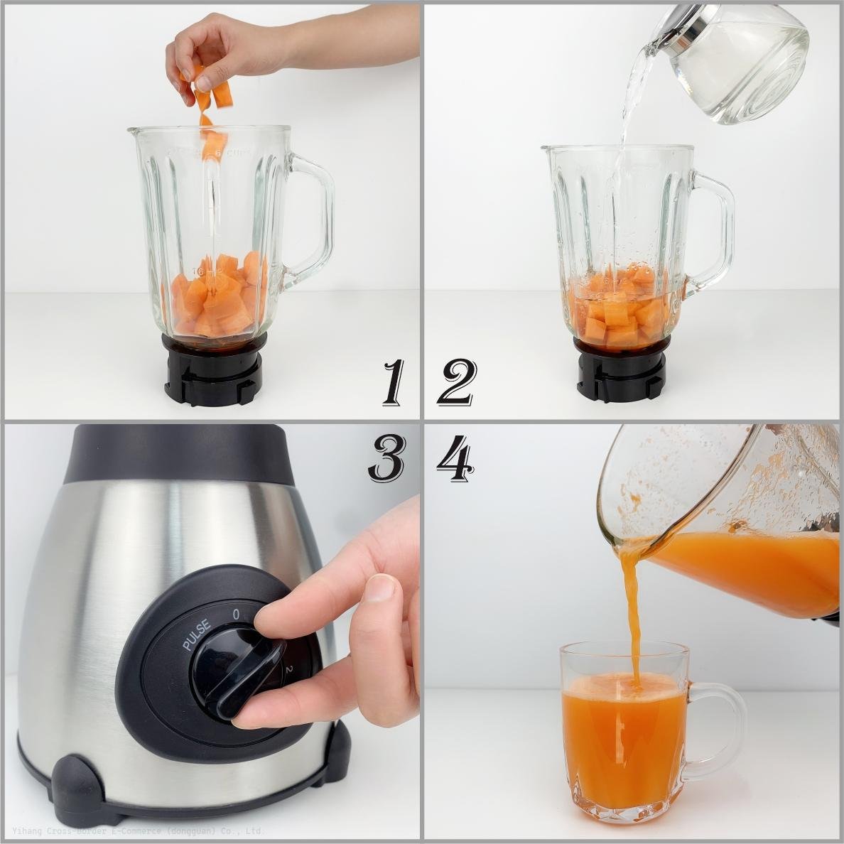 2 in 1 Electric Glass Blender With Meal Grinder 1.5L  - Silver