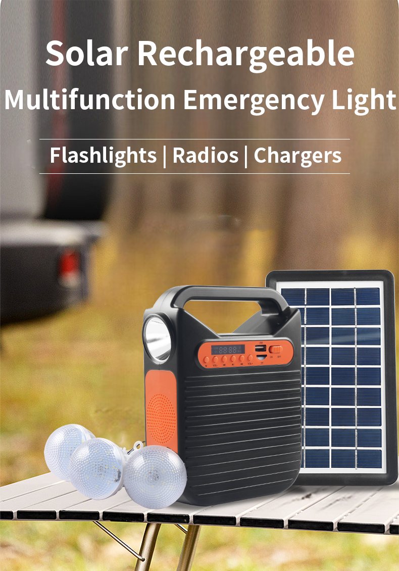 Portable Solar Rechargeable LED Radio Portable Multifunctional Camping Light