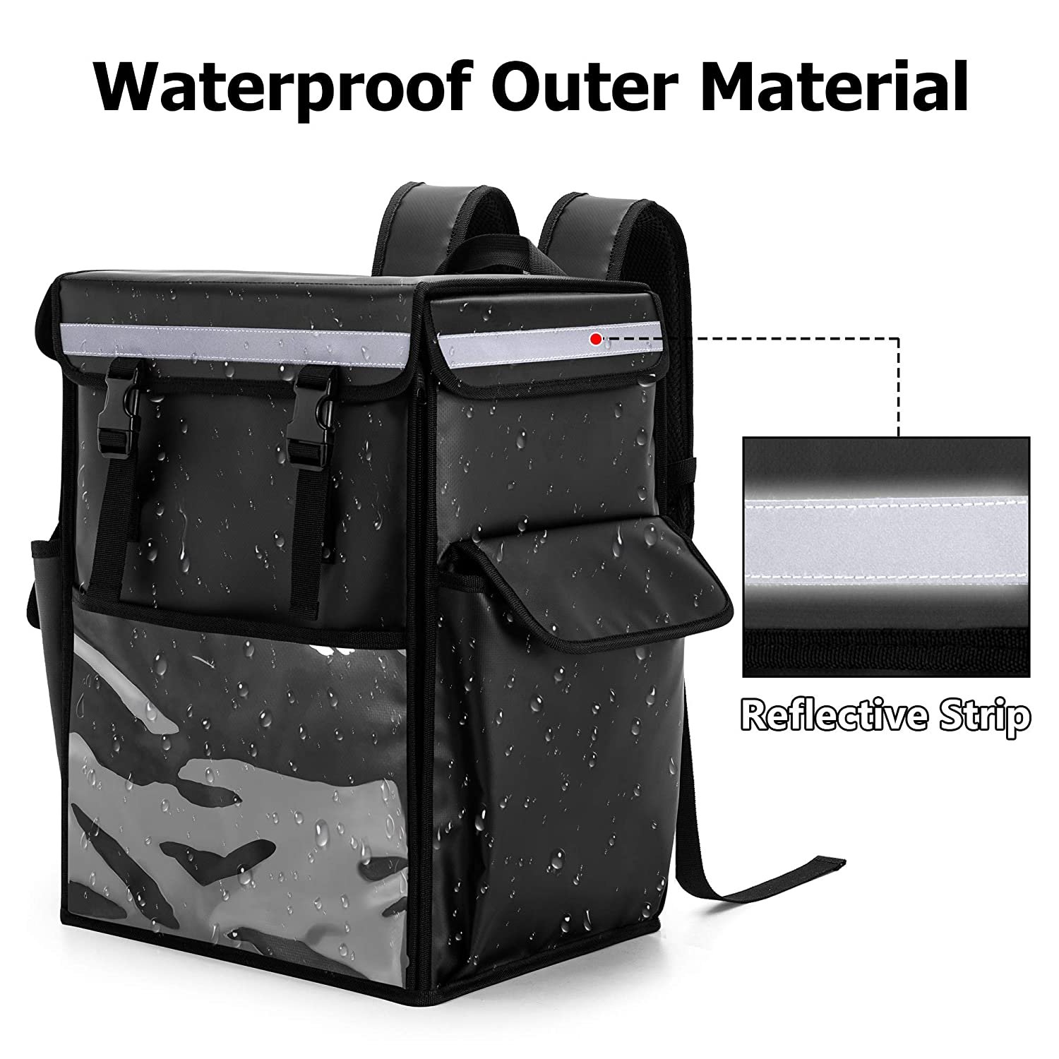 Professional Insulated Food Delivery Backpack - Black