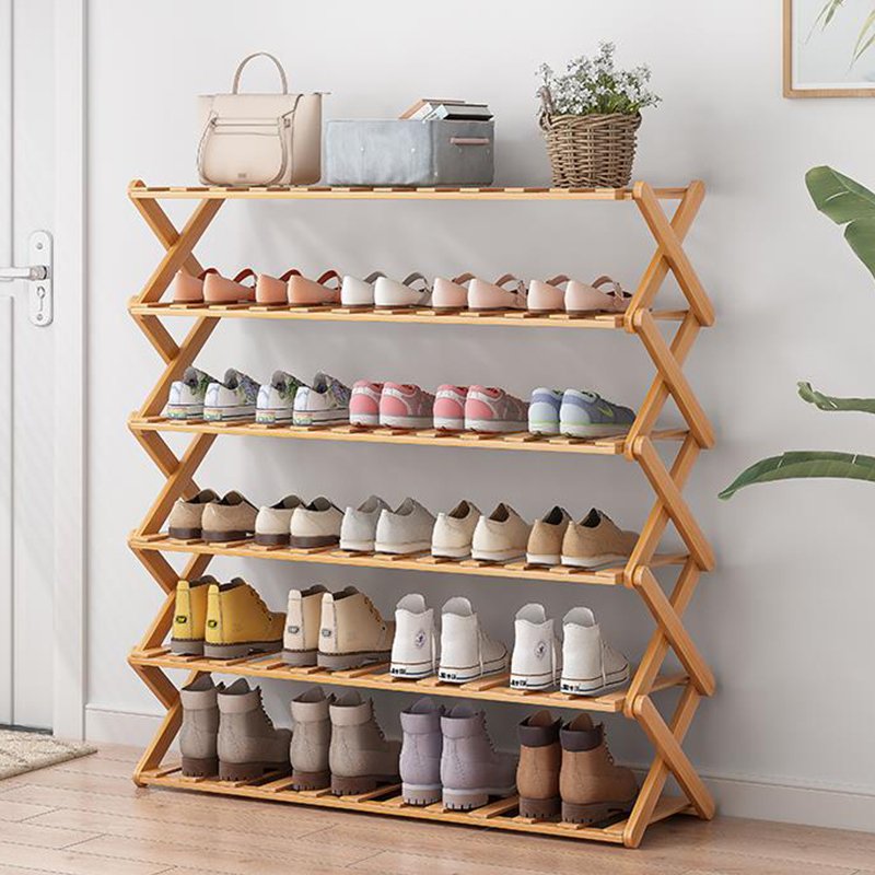 Bamboo Shoe Rack-Multicoloured