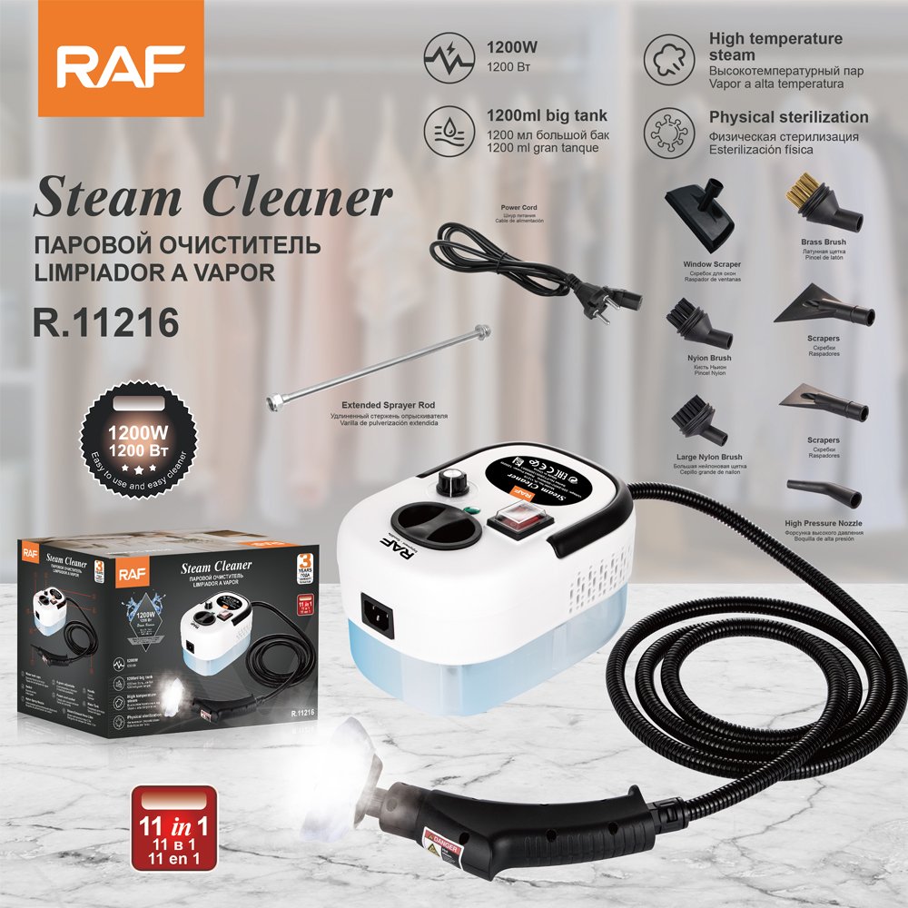 RAF R.11216 Multi-Functional 11-in-1 High-Pressure Steam Cleaner – 1500W & 1200ml Tank