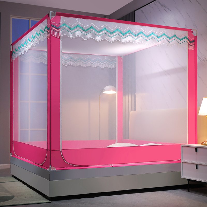 5x6 Tent Square  Mosquito Net - Pink/White