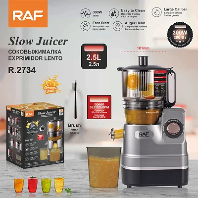 RAF R.2734 Slow Juicer 300W | 2.5L Large Caliber Cold Press Masticating Juicer