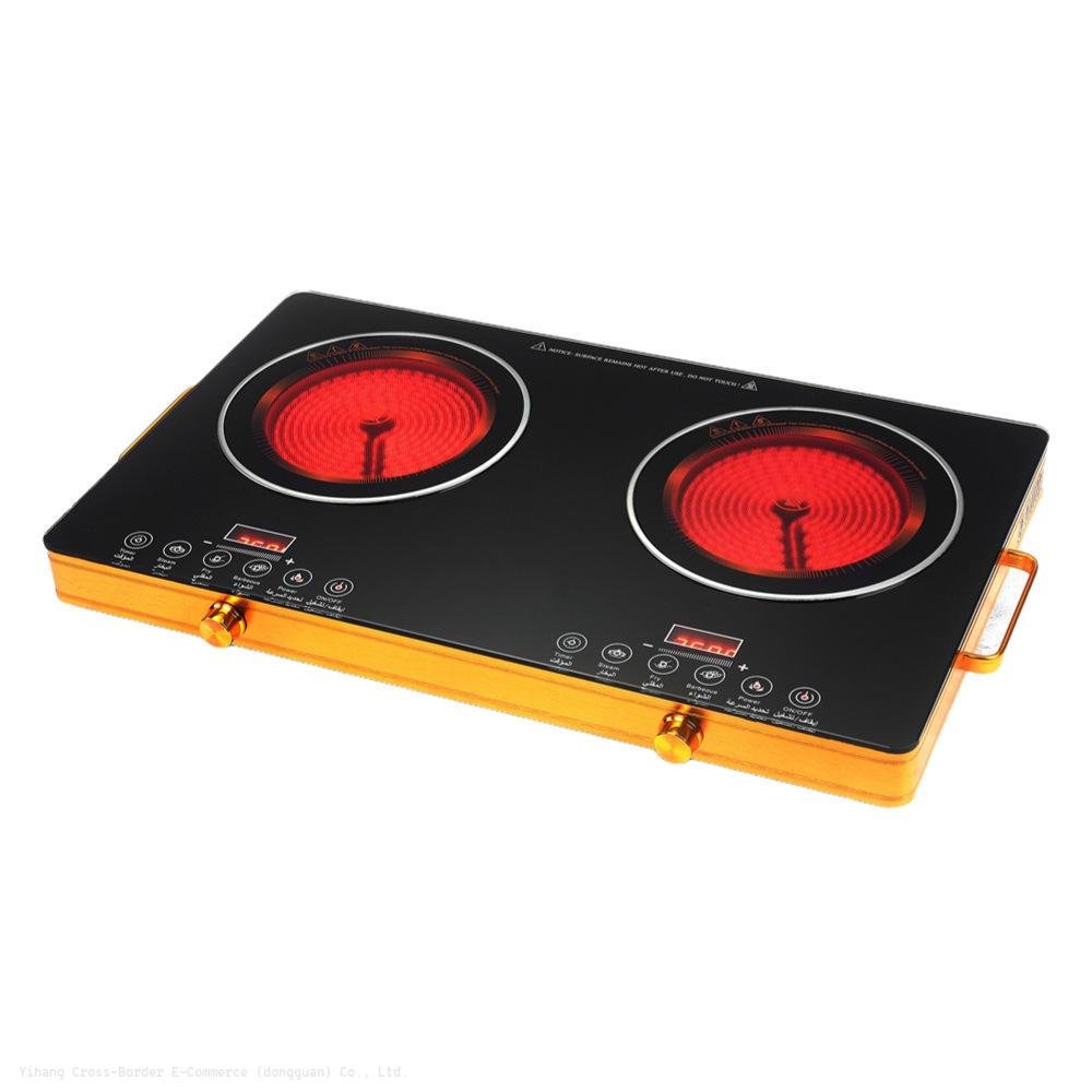 2 Burner Infrared Ceramic Infrared Cooker Hot Plate Stove -Black