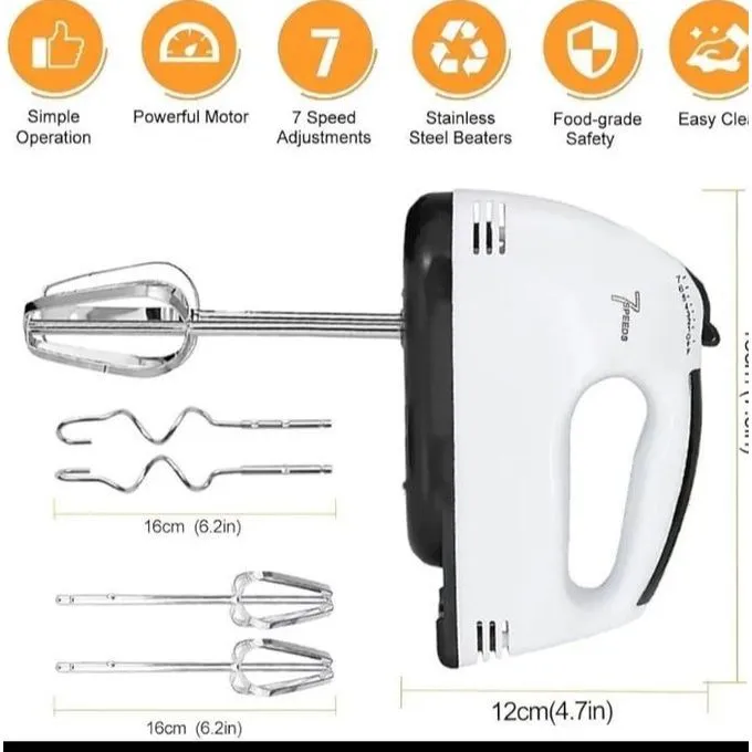 7 Speed Electric Hand Mixer 260W - White