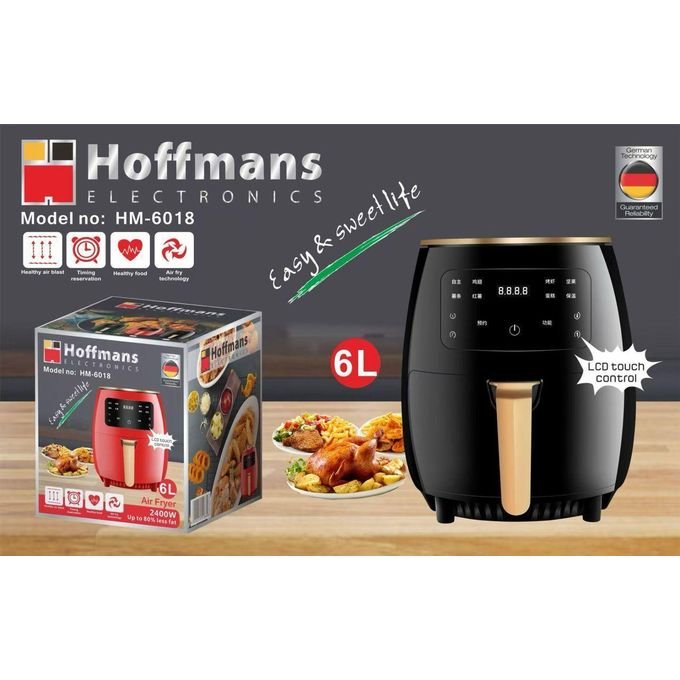 Hoffmans Digital Air Fryer 6 Litres 2400W – LCD Touch Screen - Multicolor