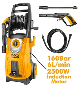 INGCO 2500W High Pressure Cleaner – 2300 PSI Electric Washer with Soap Bottle & Auto Stop