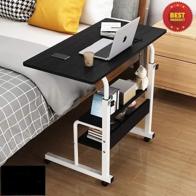 Laptop Table Height Adjustable, Side Table with Wheels, Bedside Table,