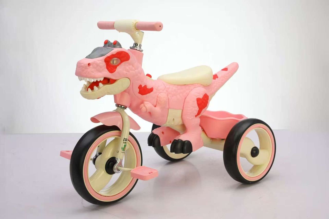Kids Tricycle for Toddlers 2-5 Year, Dinosaur Kids Trike with arge Basket, Toddler Bike Baby Balance Bike with Light Music, Birthday Gift and Toy for Boys and Girls - Multicolor