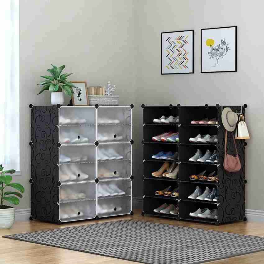 2 Column Plastic Shoe Rack Organizer Holds Upto 24 Pairs