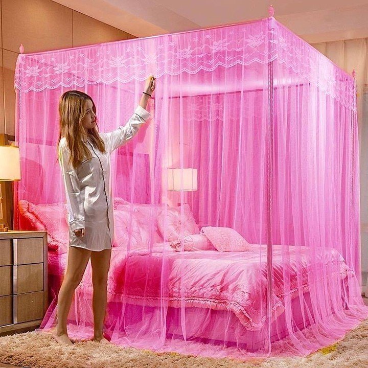 6x6 Mosquito Net With Stands - Pink