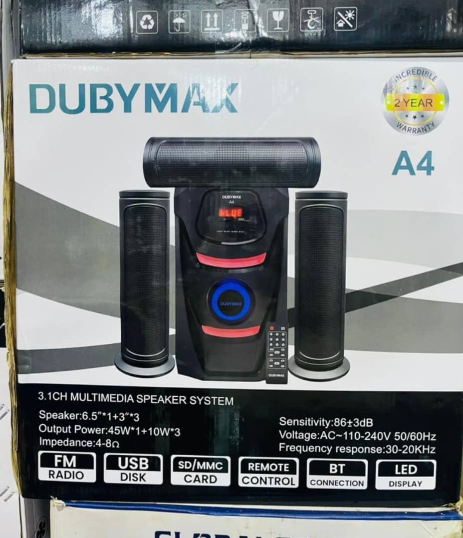Dubymax A4 3.1CH Bluetooth Home Speaker Woofer System - Black