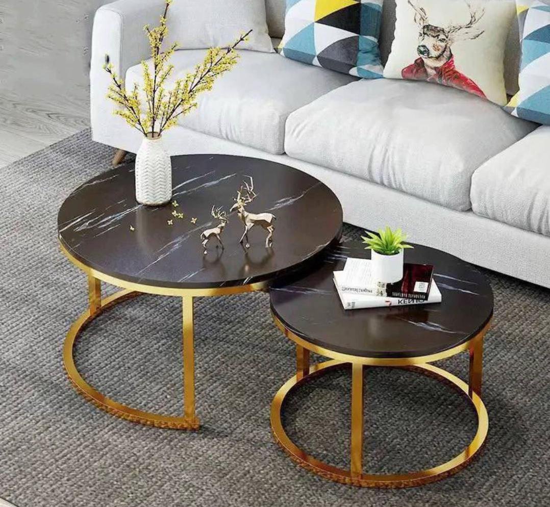 Set of 2 Furniture Round End Center Coffee Table