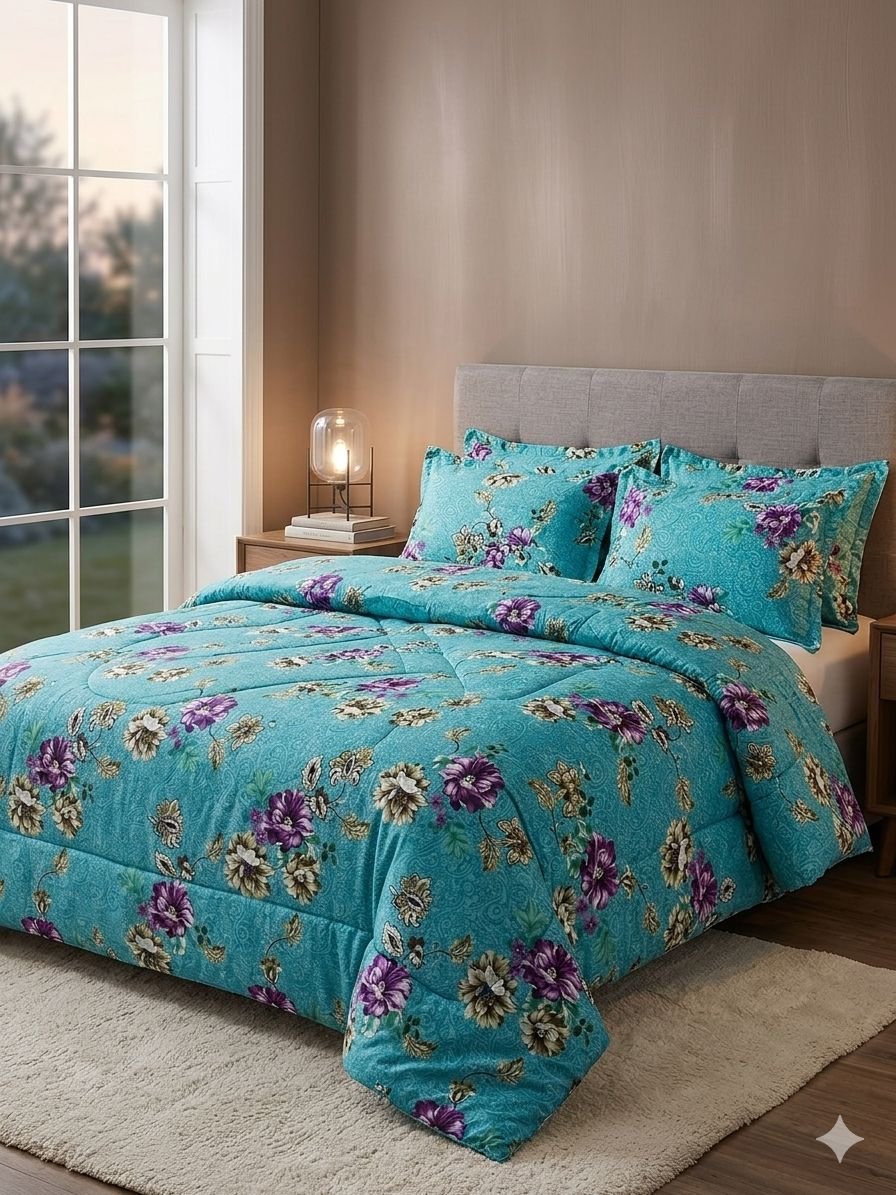 Grace Textiles 5*6  Light Duvet Set, 1 Duvet 1 Bedsheet & 2 Pillows Cases - Prints Delivered Varies