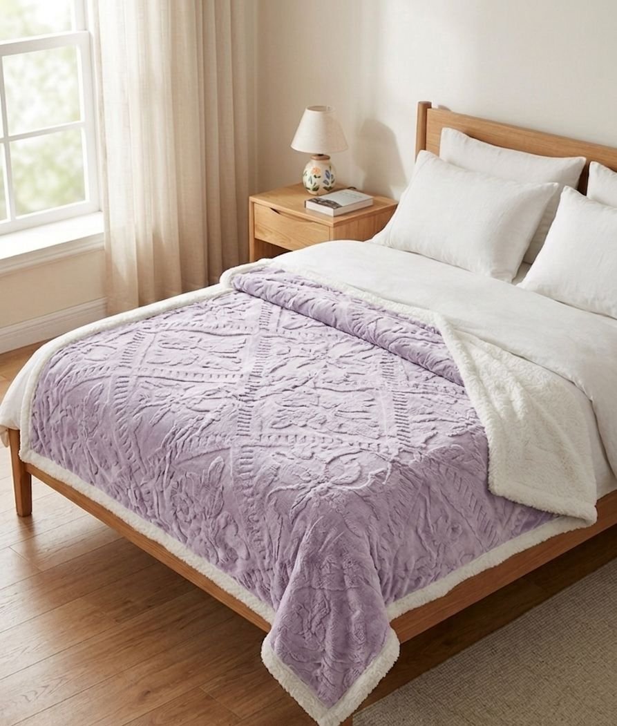 5x6 Fleece Blanket / Throw Blanket(White inside) - Purple