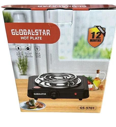 Globalstar Electric Stove SIngle Burner Coil Hotplate - Black